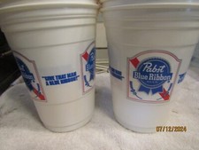 VINTAGE Solo PBR Pabst Blue Ribbon 16 Oz Plastic Cup Give that Man Set of 10 NOS