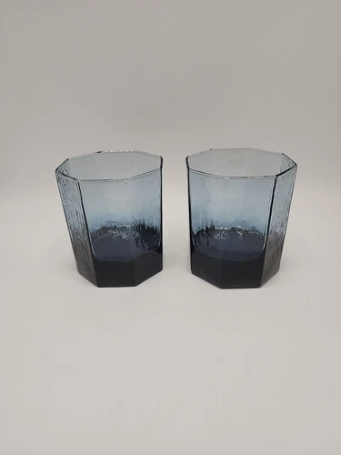 Libbey "Facets Cobalt" 3 1/2 Inch Old Fashion-Set of 2