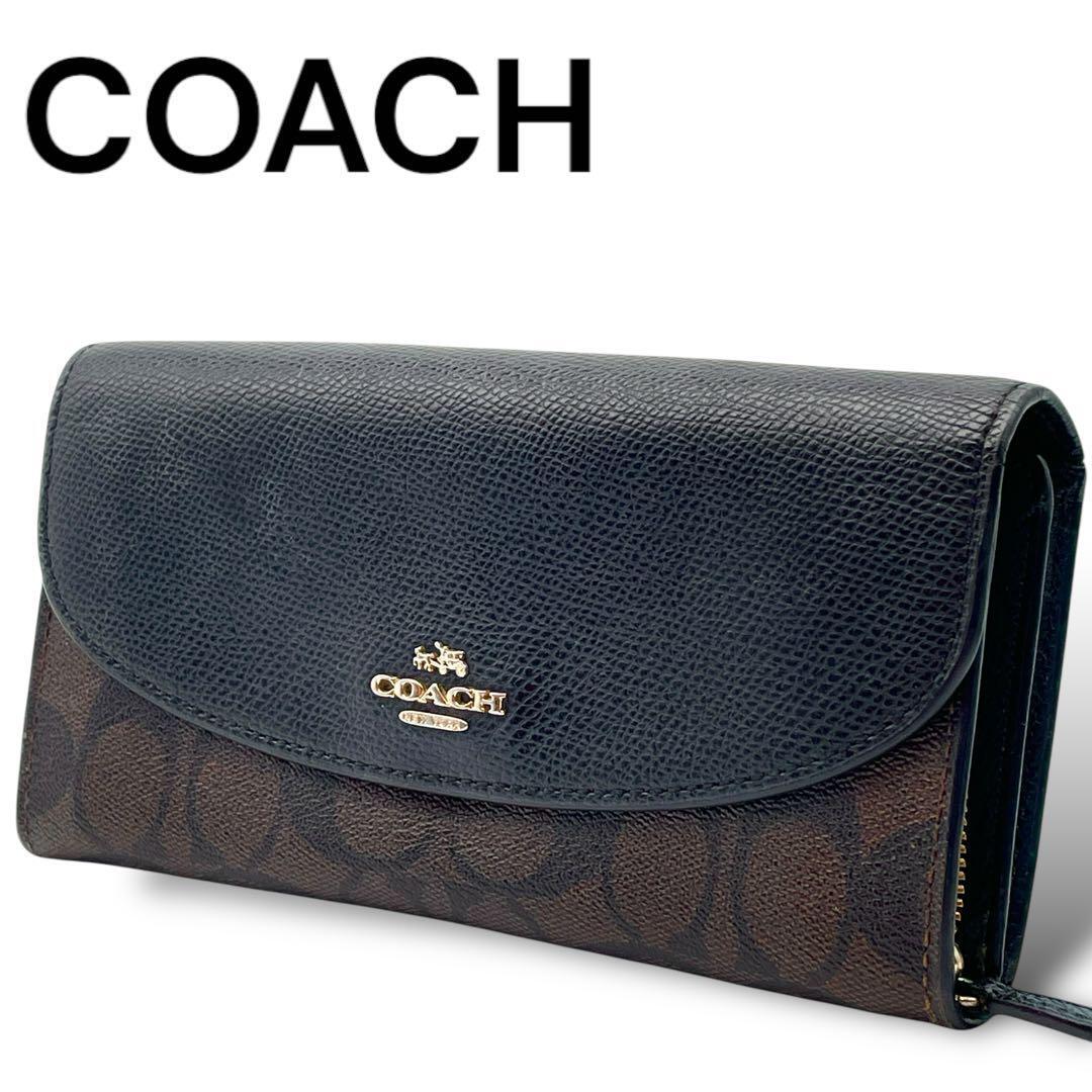 シンプルで大人っぽい【COACH】wallet Coach Long Wallet Leather Signature Black Brown | eBay