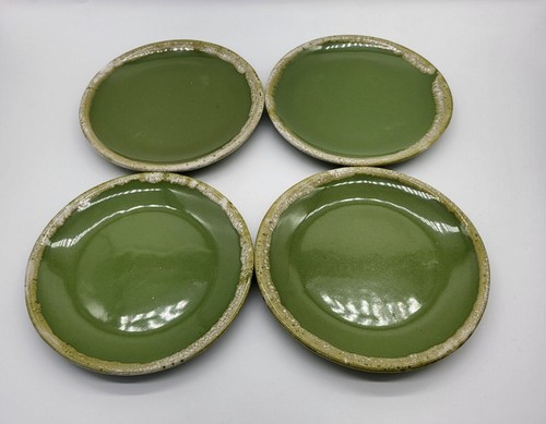 1960s Hull Pottery AVACADO DRIP #601 Bread & Butter Salad Plate 6.75" Set of 4