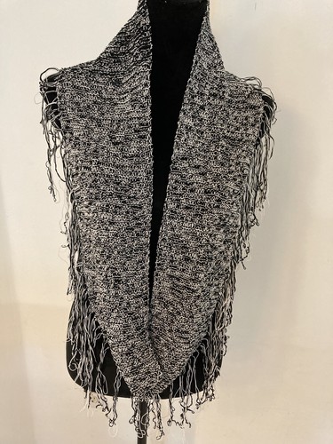 NEW!! handmade knit INFINITY Scarf Black White Circle Loop 100% Cotton - Picture 10 of 11