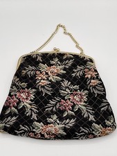 Vintage Womens Petit Point Needlepoint Embroidery Purse Bag Prom MCM Victorian