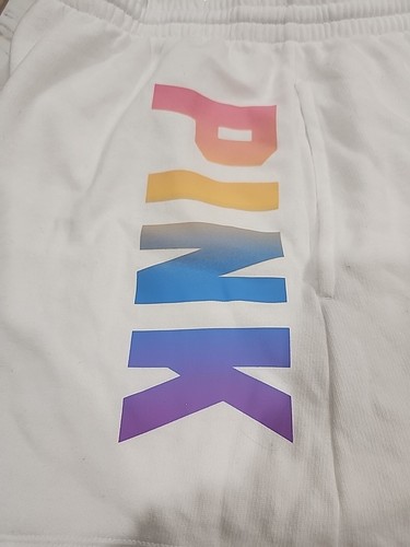 Victoria's Secret rosa vita alta campus breve vestibilità rilassata pile XL bianco nuovo con etichette - Foto 2 di 8