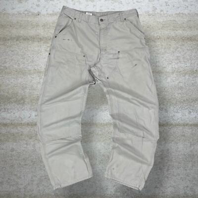 Vintage Carhartt Carpenter Pants 38x34 Double Knees Tan Canvas