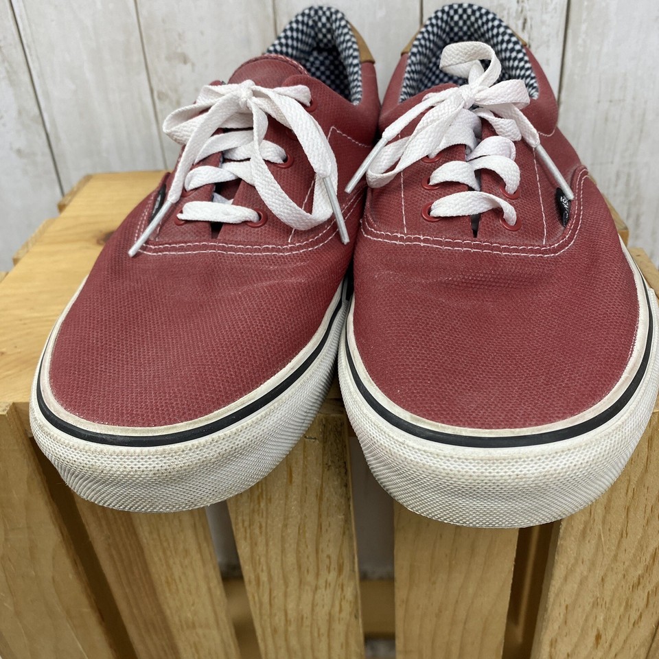 Vans Era 59 Waxed Canvas Mix Chili Red Checkers Skate Shoe Sneakers
