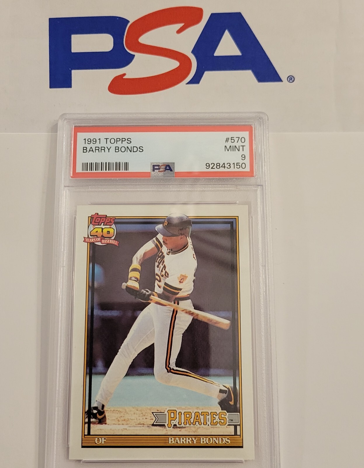 1991 TOPPS BARRY BONDS #570 BASEBALL GRADED PSA 9 MINT Fresh