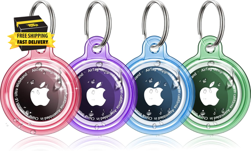 4 Pack Airtag Holder,Air Tag Case with Keychain,Lightweight Anti-Scratch, Easy I