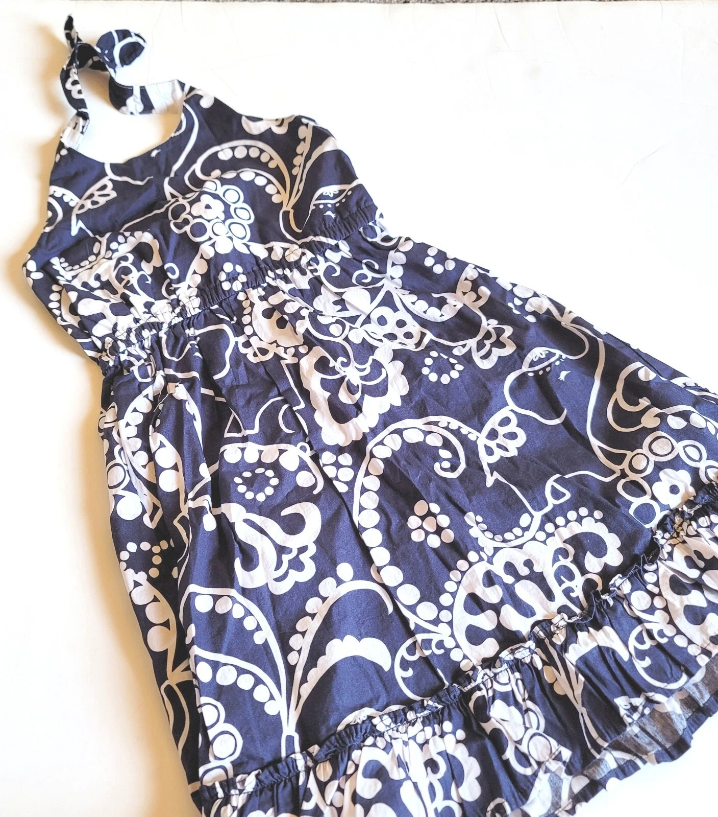 Gymboree Girls sz 6 Spice Market Paisley Halter Sundress NWT Navy Blue