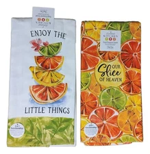 Set of 2 ZESTY CITRUS Colorful Terry Kitchen Towels by Kay Dee Designs