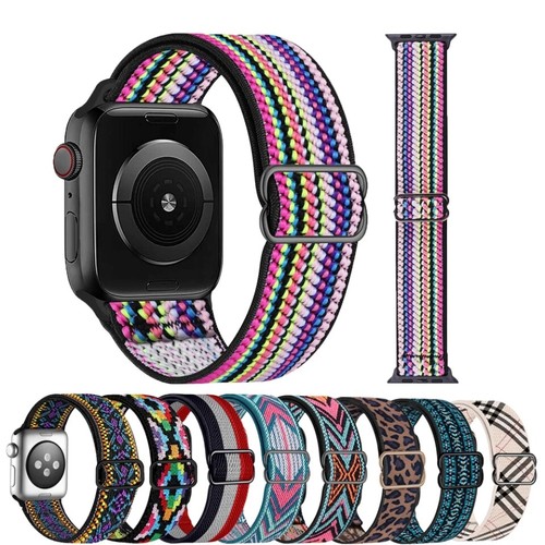 Bracelet de montre réglable élastique nylon pour Apple Watch Series 7/6/5/4/3/2/1/SE/Nike - Photo 71 sur 77