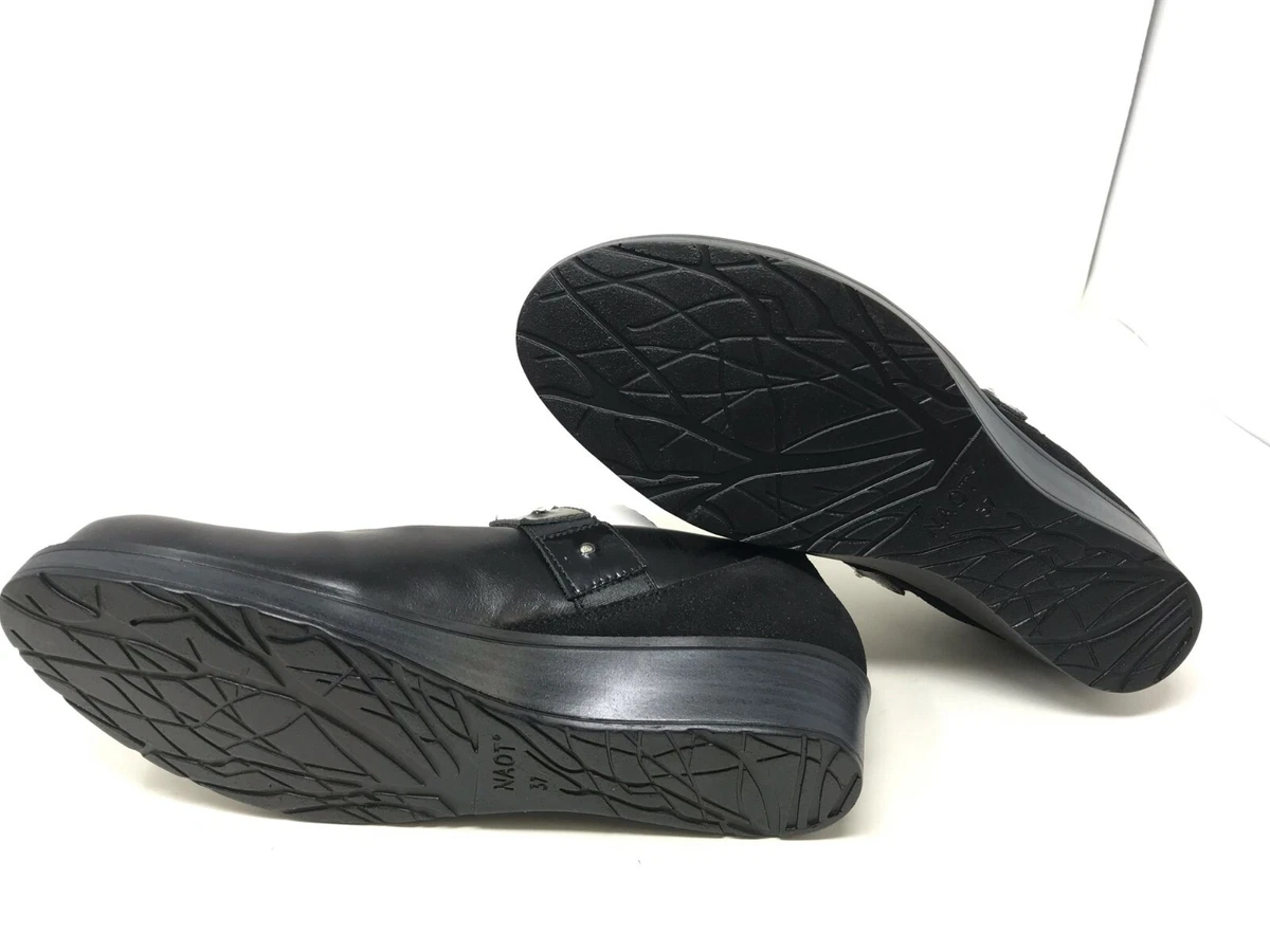 Womens Naot 05009 Honesty Black Leather Comb Mary Jane Shoes 35D