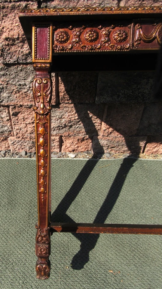 Antique 1920s Vintage Wood Gilt Foyer Regency Table Console Stand - Image 4 of 4