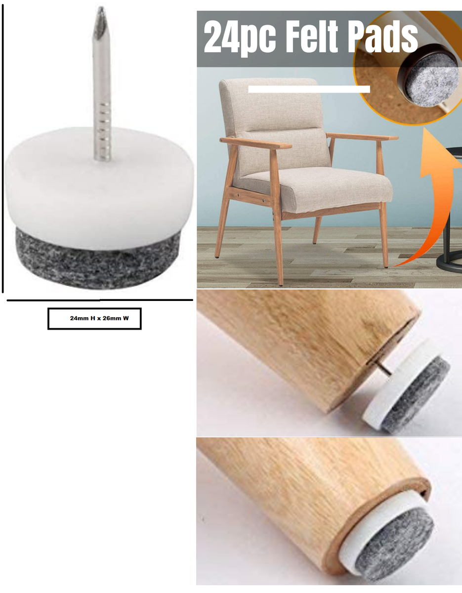 24x Furniture Table Chair Leg Floor Felt Pad Skid Glide Slide Nail  Protector Cap