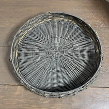 Large 18” Hand-Woven Basket tray With Handles