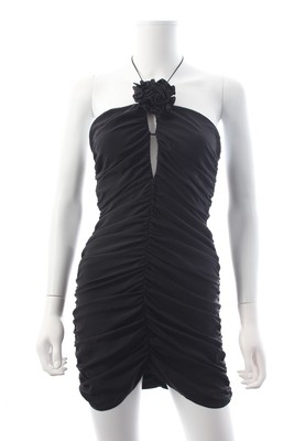 Magda Butrym Ruched Silk Mini Dress / Black / RRP