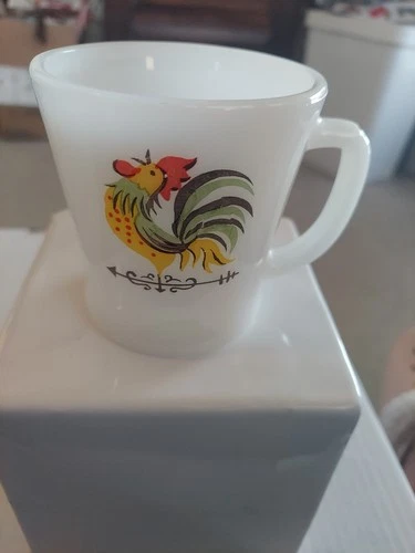 Anchor Hocking Fire King Ware D Handle Chanticleer Rooster Mug - Vintage