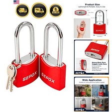 2-Pack Heavy Duty Outdoor Padlocks, Keyed Alike 1-9/16" Solid Steel Body, 1...