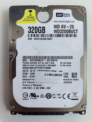 320 GB Western Digital (WD3200BUCT) WD AV-25  -  SATA2 (3 Gb/s)  -  2,5  
