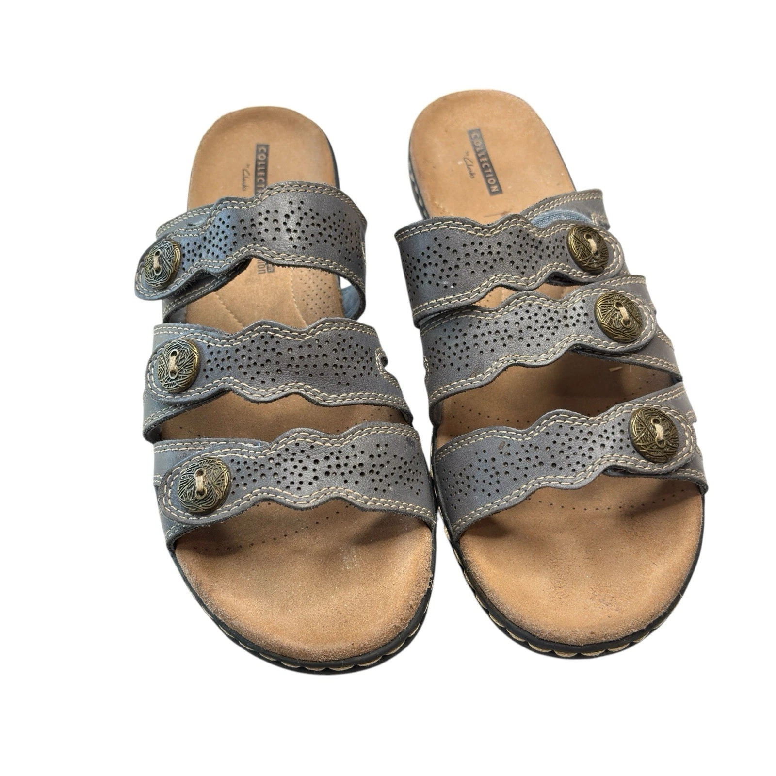 Sandali Clarks morbidi ammortizzati Leisa taupe cinturino pelle slip on scarpa donna 9 5