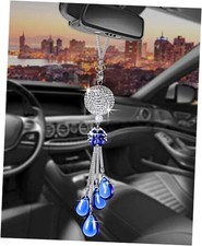 Rearview Mirror Accessories Bling Car Mirror Hanging Round Deep Blue