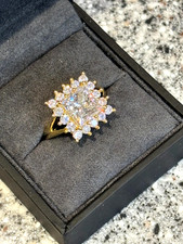 Halo Moissanite 3.Ct Princess Cut Wedding Engagement 14k Yellow Gold Plated Ring