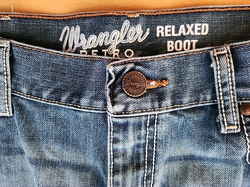 Wrangler Retro Blue Jeans Mens 35x30 Relaxed Boot Western Denim - Picture 9 of 14