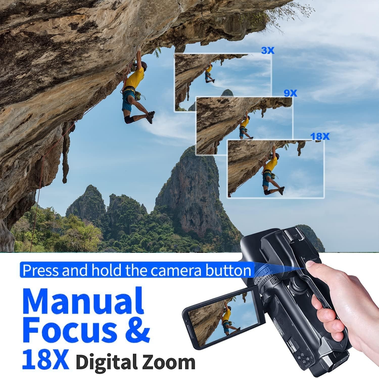 Revitalize Your Routine 6K Video Camera Camcorder – 64MP Vlogging Camera for YouTube, 60FPS, 18X Zoom