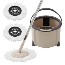 360° Spin Mop Bucket System - Rapid Dry, 2 Microfiber Pads, Adjustable Handle...