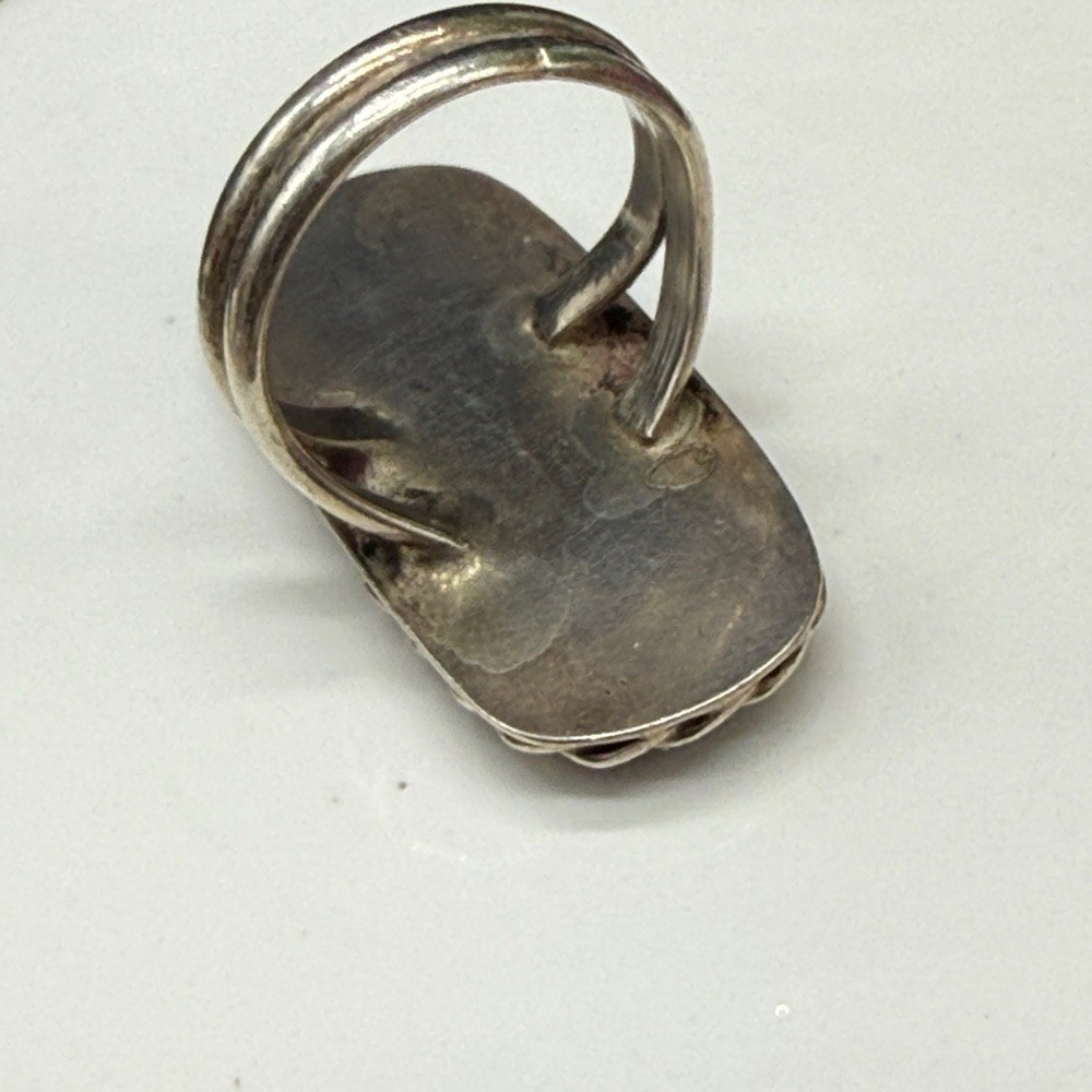 Artisan rectangular Botswana agate ring in a ster… - image 4