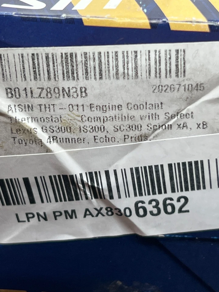 Термостат охлаждающей жидкости двигателя Aisin THZ-008 для Lexus GS300 IS300 SC300 Scion xA xB - Изображение 3 из 4