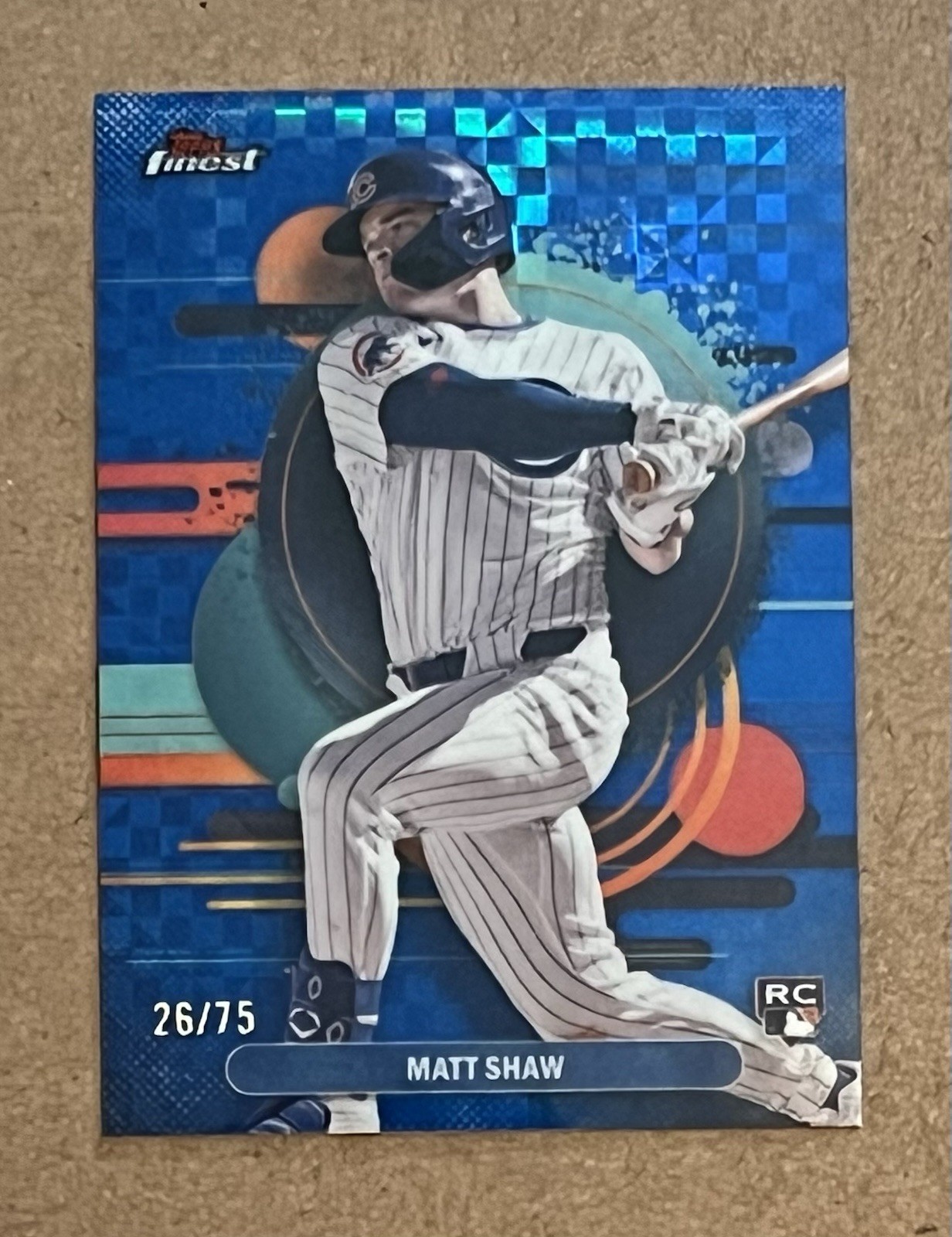 2025 Topps Finest Uncommon Blue Checkerboard Refractor #162 Matt Shaw RC #/75