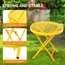 In/Outdoor 18" Portable Patio Folding Side Table Sturdy & Durable Round Garden