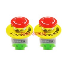 2pcs 22mm Stop Switch Latching Emergency Control NO NC Red Mushroom Push Button