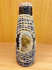 Unique Roman old  Glass Bottle with Gold Bust Colorful Ancient Vessel