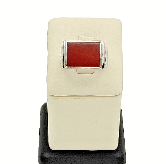 925 Sterling Silver Carnelian Signet Ring - Size 8.5