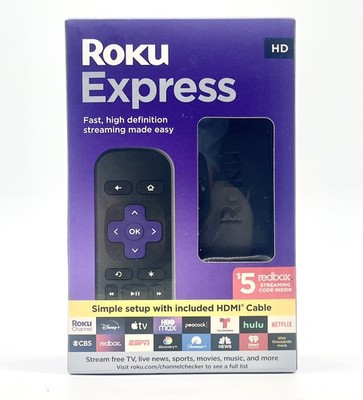 New Roku Express HD Streaming Media Streamer - Black  + Mini HDM12AV Output