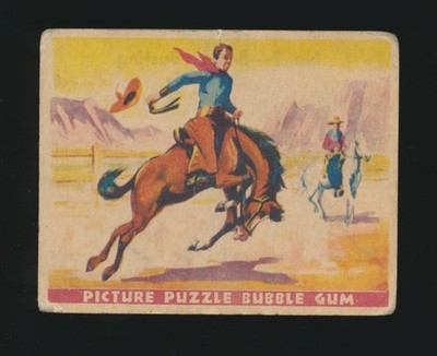 1937 R172 Gum Inc WILD WEST SERIES (Puzzle Backs) -#7 BRONCO BUSTING