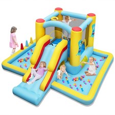 Inflatable Bounce House w/ Slide Jumping Area, Tunnel Ball Pit Blower Excluded