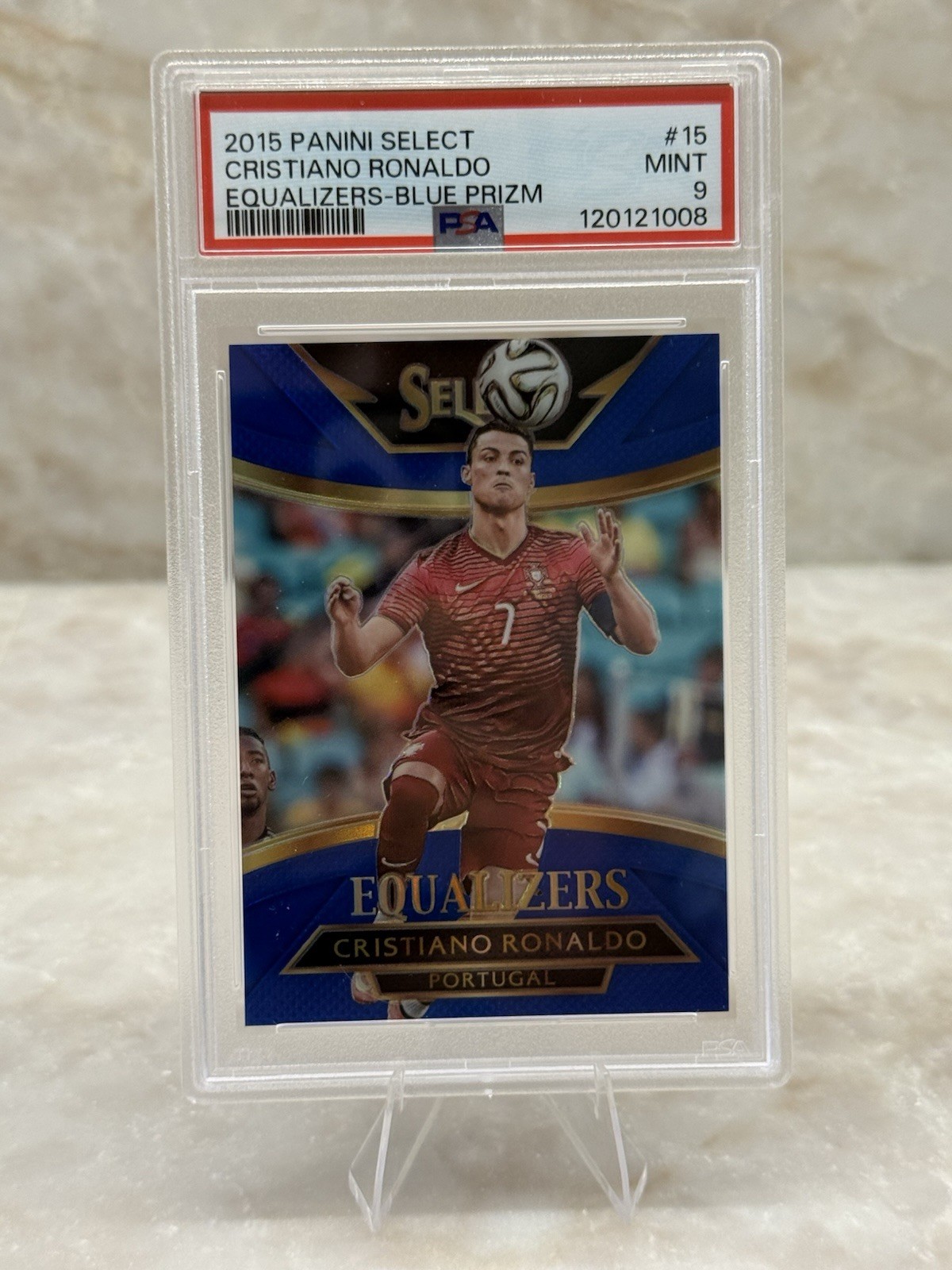 2015 Panini Select Cristiano Ronaldo Equalizers Blue Prizm /299 PSA 9 MINT view 1