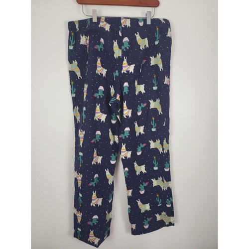 Old Navy Christmas Pajama Pants L Womens High Rise Straight Leg Blue Alpaca - Picture 5 of 8