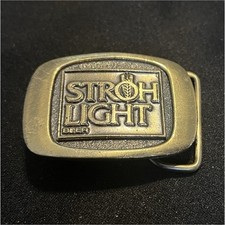 Stroh Light Beer 1980s Brass Bronze Original Belt Buckle Beer Theme