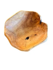 Organic BURL WOOD BOWL Centerpiece Hand Carved Vintage 8” x 8" Free Form Rustic