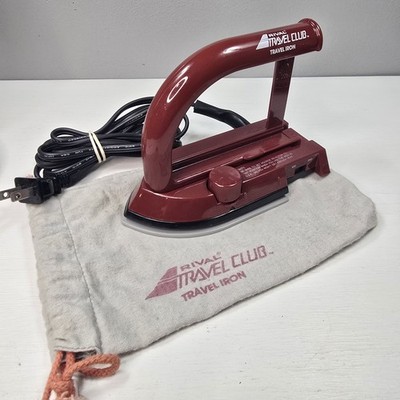 Rival Travel Club Portable Compact Electric Iron (Red) Foldable w/ Carrying Bag