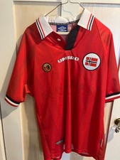 Vintage Umbro Norway 1998/00 Soccer Jersey Football Mens Red Large