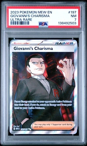 2023 POKEMON MEW EN-151 ULTRA RARE #197 GIOVANNI'S CHARISMA PSA 7
