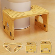 Foldable Bamboo Toilet Stool for Bathroom   Poop Stool for Adults Kids,Adjus...