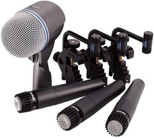 Drum Microphone Kit Shure DMK57-52 Kick Snare Toms Congas Mounts Performing Mics
