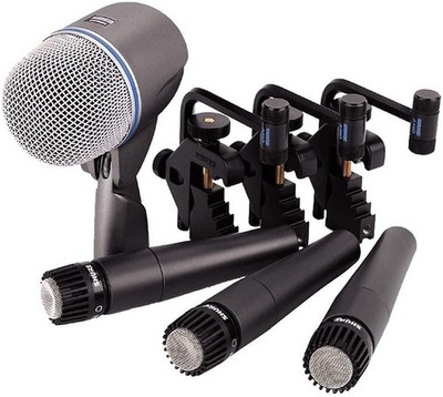 Drum Microphone Kit Shure DMK57-52 Kick Snare Toms Congas Mounts Performing Mics