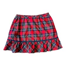 Vineyard Vines Girls Merry Plaid Skirt L 14 Holiday Red Tartan Ruffle Pockets