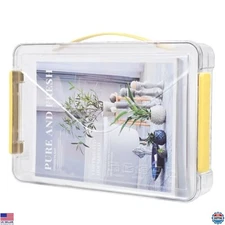 SAYEEC Clear File Storage Box Portable Project Case with Handle Plastic Storage